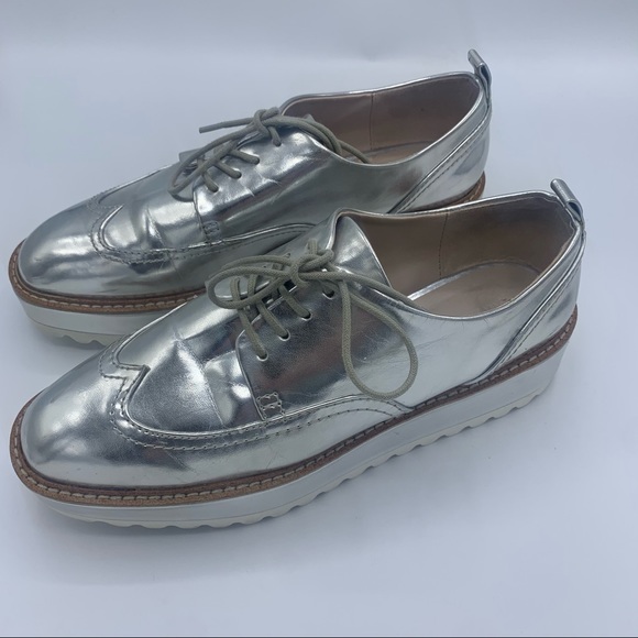 ZARA Silver Platform Brogues Creepers Track Sole
